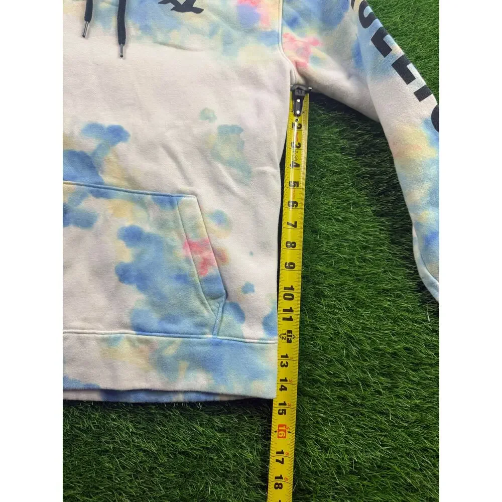 Hollister Tie Dye Winter Hoodie Unisex S Blue Pink Yellow Pullover Seagull Logo